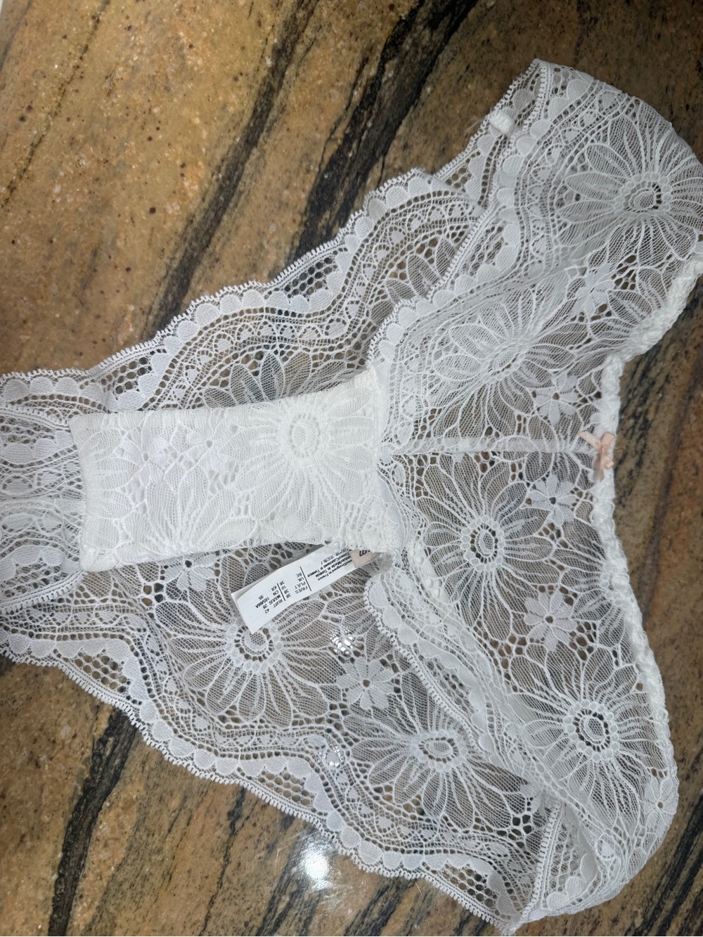Etam Lace Floral Seamless Bikini Panty - White
